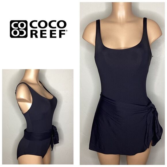 New. Coco Reef black skirted one piece. Size 16 Retails $152 - Picture 1 of 10